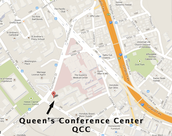 Map to the QCC in Honolulu